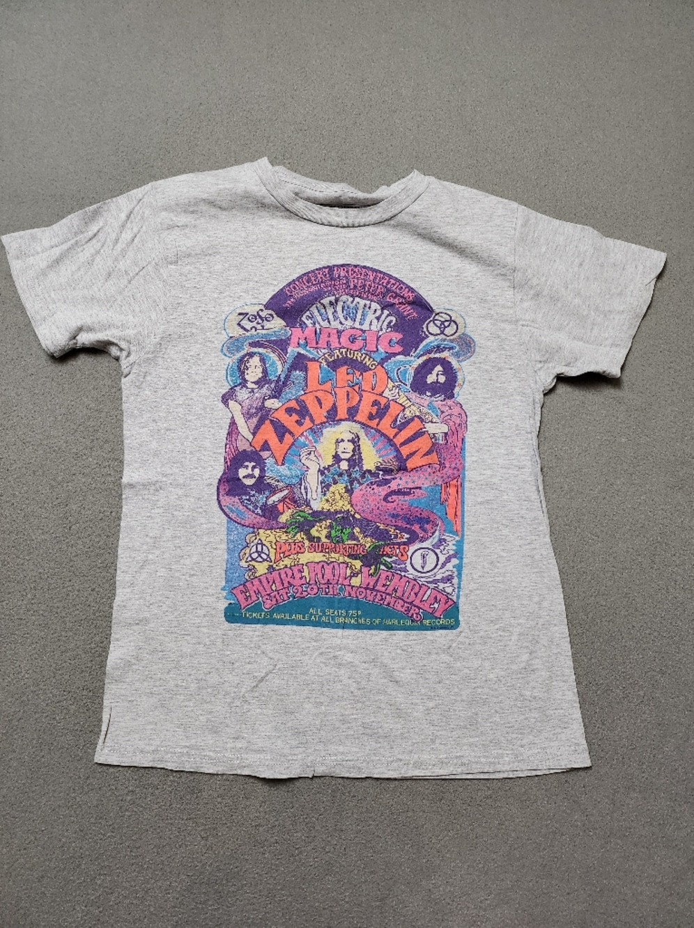 LED ZEPPELIN Colourful Electric Magic Black Vintage Rock Band Tee T-Shirt Sz S